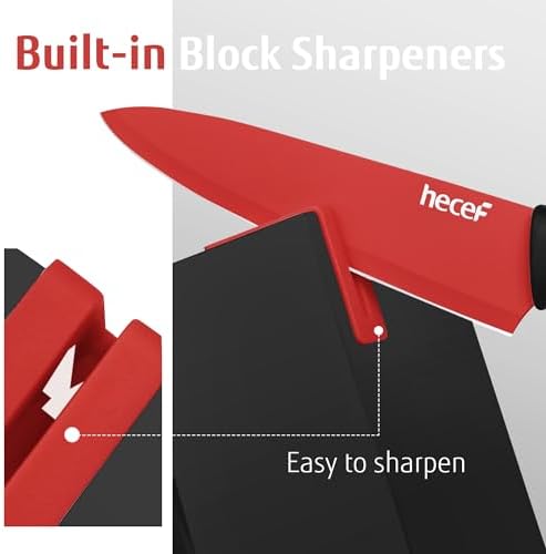 Hecef 13-Piece Kitchen Knife Set with Sharpener