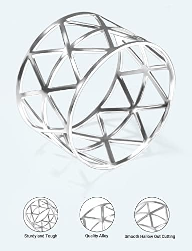 URWOOW 12 Pack Napkin Rings Silver Hollow Decor