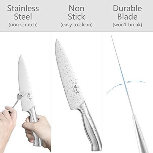 SIXILANG 8-Piece German Stainless Steel Knife Set with Oak Wooden Block