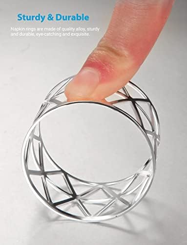 URWOOW 12 Pack Napkin Rings Silver Hollow Decor