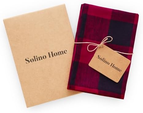Solino Home Linen Kitchen Towels Set of 2 Red and Black