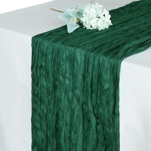 Pusunas Cheesecloth Table Runner 2 Pack 10 Ft Emerald Green