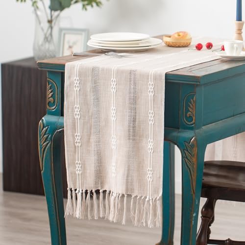 Hpxrom Rustic Braided Linen Table Runner