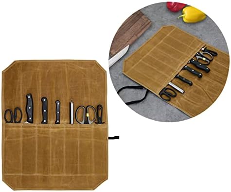 FUKAJOMFEN Knife Roll Chefs Knife Bag Gray Waxed Canvas Holder