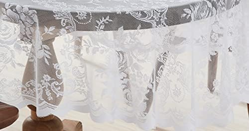 Warm Home Designs 70 Inch Round White Tablecloth with English Rose Design