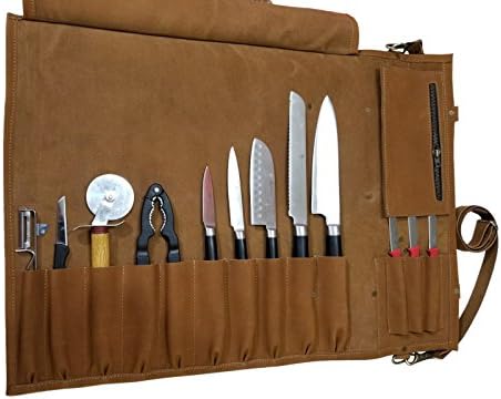 luvsecretlingerie Genuine Lightweight Leather Chef Knife Roll 13 Slots K5