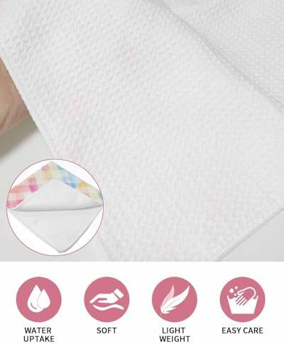 Vivid Rainbow Microfiber Waffle Kitchen Hand Towels Set of 3
