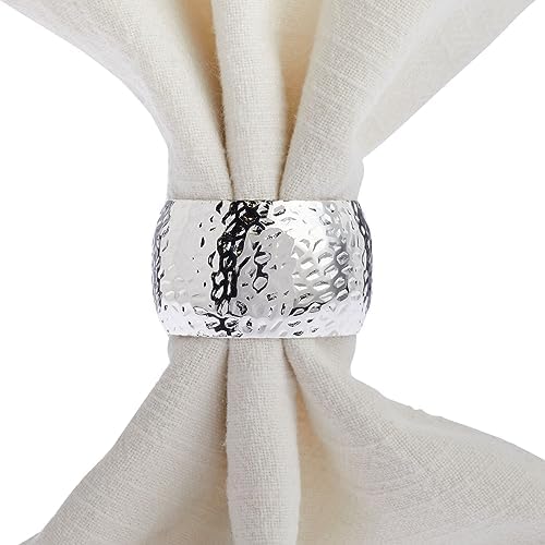Elegance 12-Piece Silver Napkin Rings - Compact Durable Reusable for Weddings Parties
