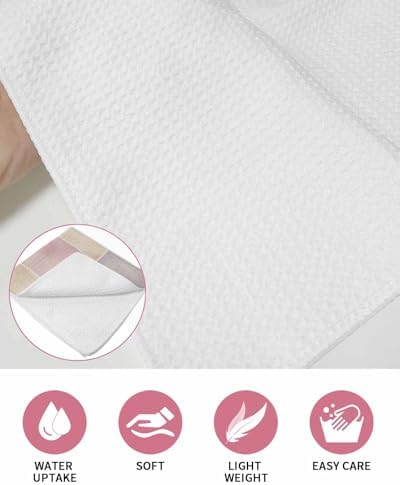 Falaniique Pink Checkered Waffle Towel Set of 2