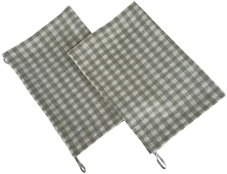 Eight Owls Stonewashed Linen Dish Towels - Set of 2 Natural Check 1