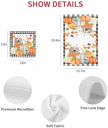 Habtucy Thanksgiving Pumpkin Dog Towels Set 4-Piece
