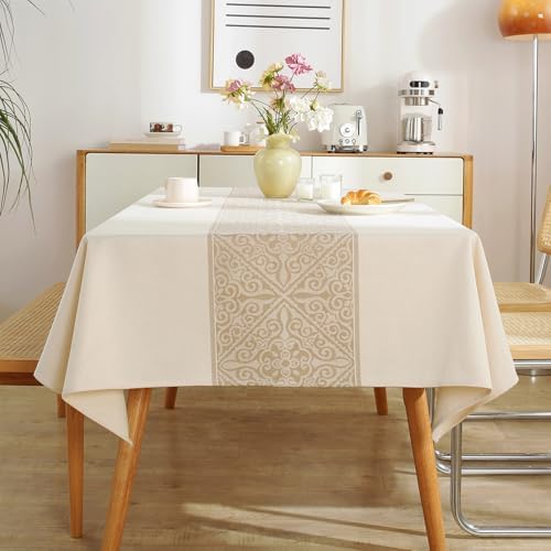 55x87 inch waterproof tableclothSolaverano cotton linenextra softDurable for diningkitchenhome