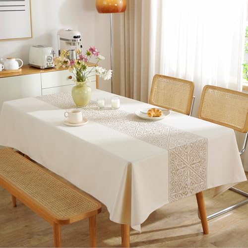 55x87 inch waterproof tableclothSolaverano cotton linenextra softDurable for diningkitchenhome