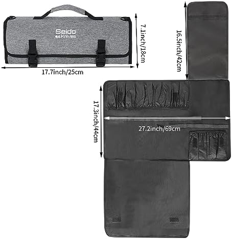 Seido Knives Chefs Knife Roll Bag with 16 Slots