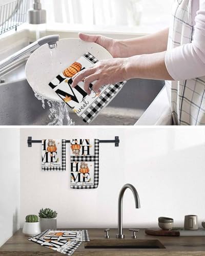 Habtucy 3-Piece Hand Towels Set Waffle Weave Microfiber Black