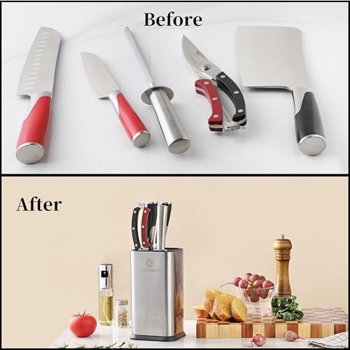 Lccowot Space-Saving Stainless Steel Knife Block