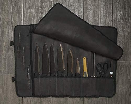 Asaya Canvas Chef Knife Roll Bag - 10 Knife Slots