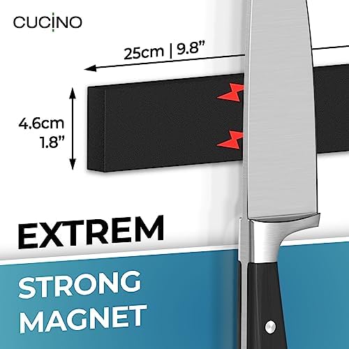 Cucino Magnetic Knife Holder for Wall 10 No Drilling Stainless Steel Black