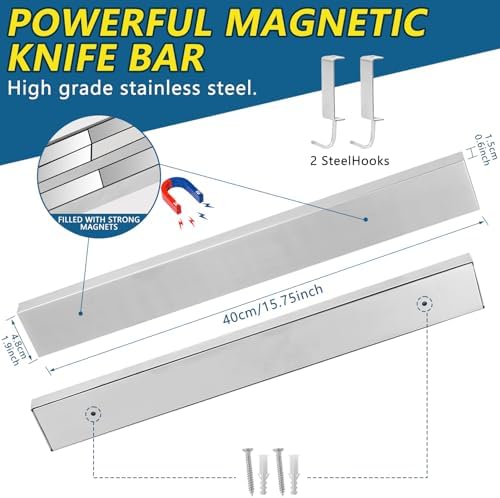 16-Inch Stainless Steel Magnetic Knife Strips Secure Kitchen Organizing Solution