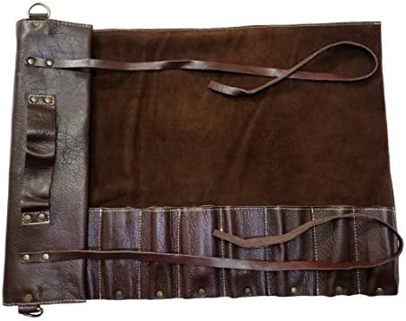Solid Premium Leather Chef Knife Bag Roll with 10 slots space