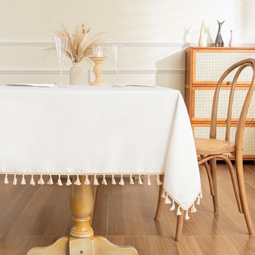 MYSKY HOME White Table Cloth 55X86 for 6-8 Seats