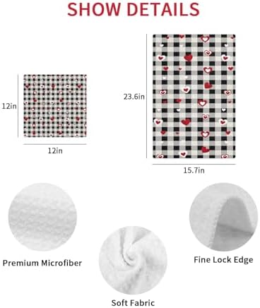 Rustic Plaid Black Waffle Kitchen Towels Set - 2
