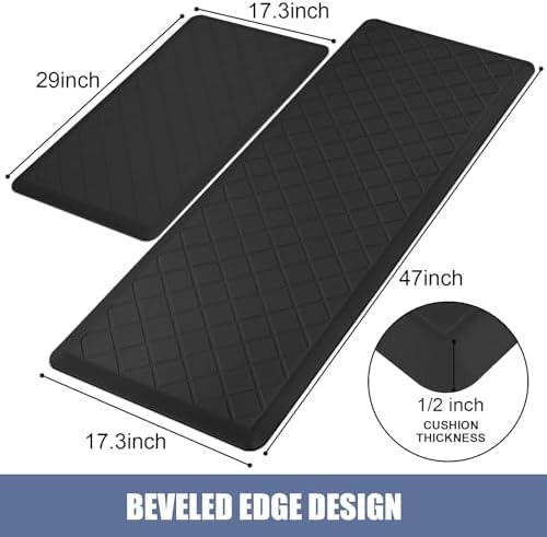 Cushioned Kitchen Mat 2-Pack Anti-Fatigue Heavy Duty Ergonomic Comfort