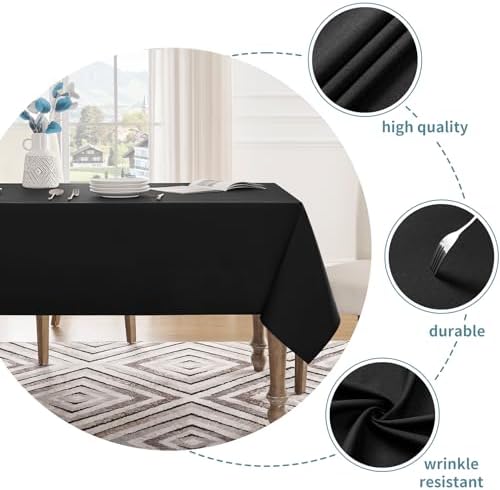 Luxury Tablecloth for Dining Spill-Proof 60x84 Black Veblandy Home Kitchen