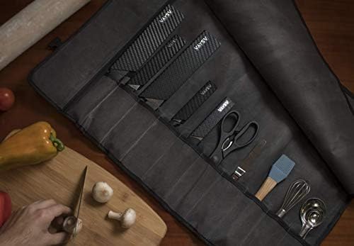 Asaya Canvas Chef Knife Roll Bag - 10 Knife Slots