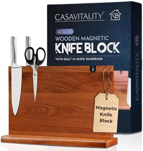 Elegant Acacia Magnetic Knife Block