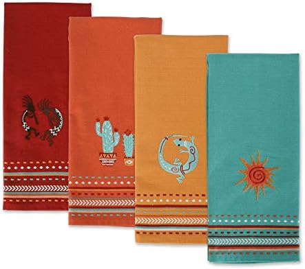 DII Southwest Hacienda Stripe Dishtowel Set 18x28 Assorted 4 Piece