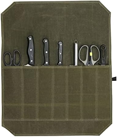 FUKAJOMFEN Knife Roll Chefs Knife Bag Gray Waxed Canvas Holder