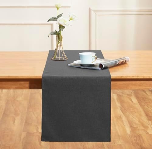 Black Grey 13x36 Table Runner Cotton Linen Farmhouse Style for Home Kitchen