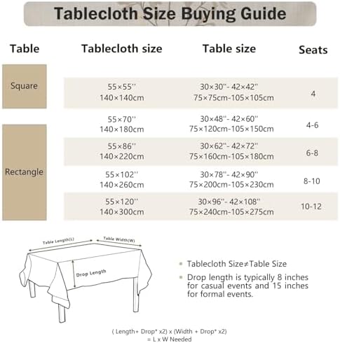 Joyfol Day Rustic Coffee Leaves Waterproof Linen Tablecloth for Dining