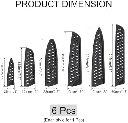 6 Pcs Knife Cover Sleeves 6 Size Black