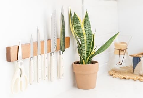 Sturdy Acacia Wood Magnetic Knife Holder for the Kitchen