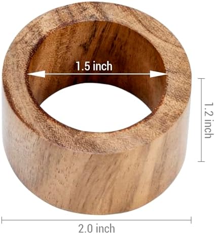 MyGift Rustic Natural Solid Acacia Wood Rings for Dining Napkins