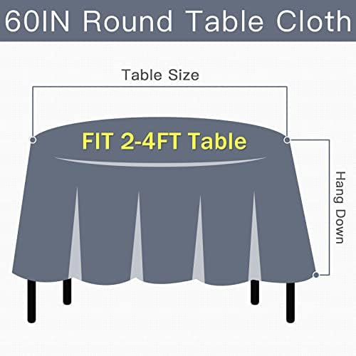 Vonabem 60-inch Round Tablecloth with Tassel Durable Stylish for Kitchen Dining
