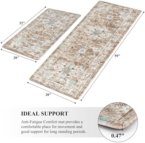 Pauwer Anti Fatigue Kitchen Mat Set of 2