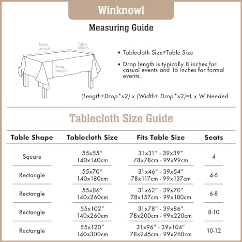 Winknowl Rustic Tablecloth 55x70 Inch Machine Washable