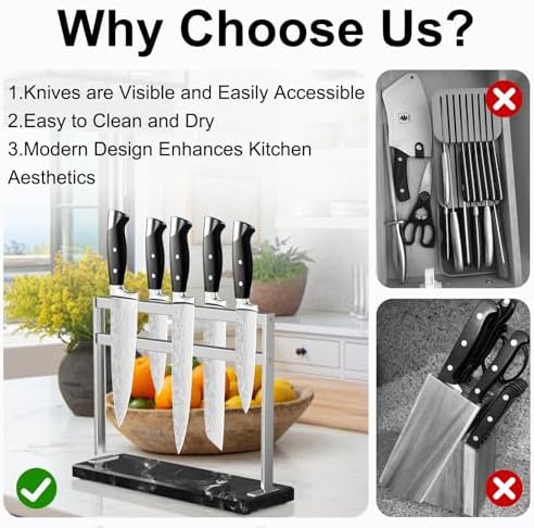Magnetic Knife Block with Marble Base