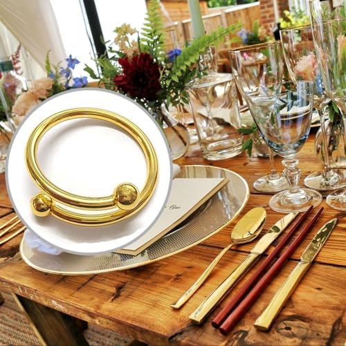8-Piece Gold Stainless Steel Napkin Rings for Durable Dining Settings