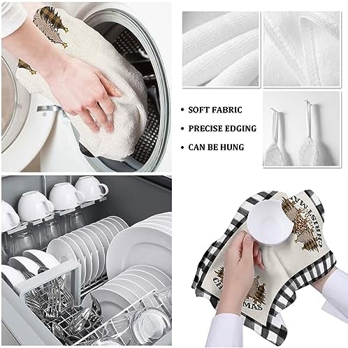 Leopard Plaid Kitchen Towels Absorbent Durable Perfect Holiday Gift