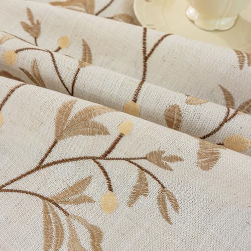 Joyfol Day Rustic Coffee Leaves Waterproof Linen Tablecloth for Dining