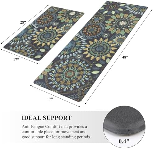Pauwer Boho Kitchen Rugs Set of 2 Anti Fatigue Mats
