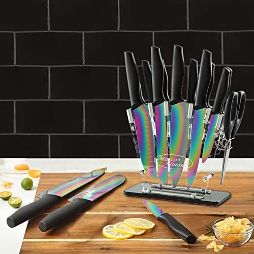 Marco Almond 14-Piece Rainbow Knife Block Set