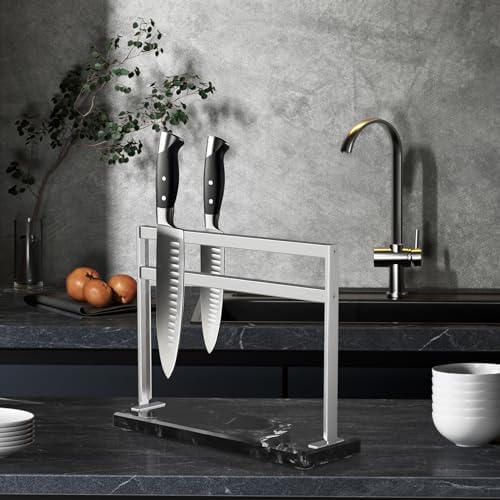 Magnetic Knife Block with Marble Base