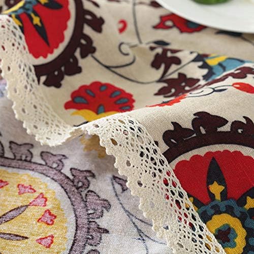 Aothpher Boho Floral Jacquard Tablecloth 54x54 Inches