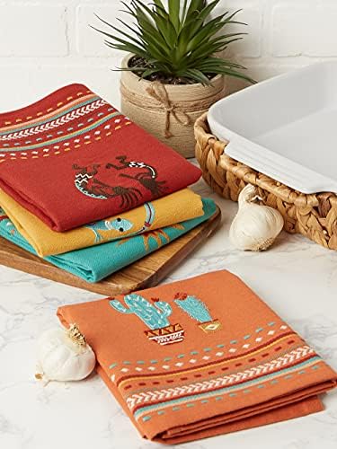 DII Southwest Hacienda Stripe Dishtowel Set 18x28 Assorted 4 Piece