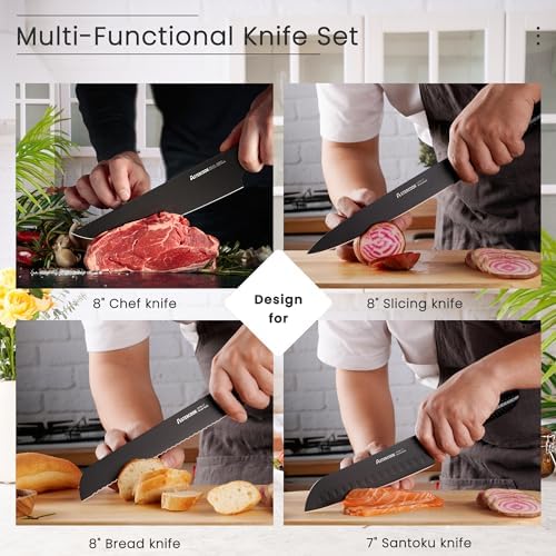 Astercook 15-Piece Chefs Knife Block Set